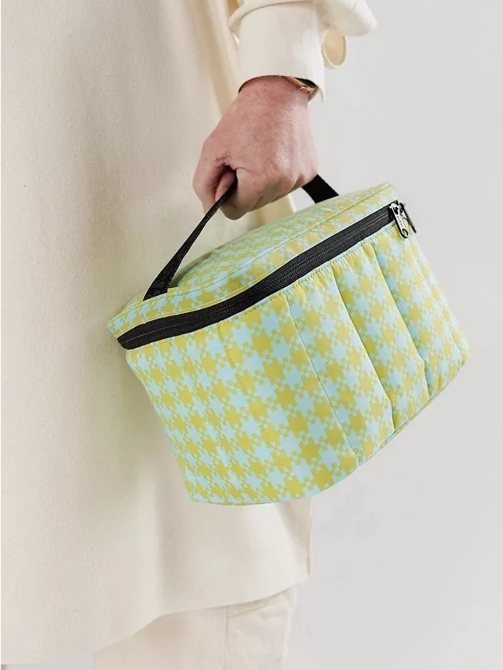 BAGGU Mint Pixel Gingham Puffy Lunch Bag